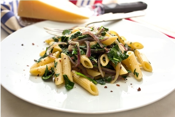 Pasta with Collard Greens & Onions - Veg Out with Recipe for Success