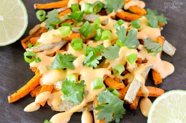 Kohlrabi & Sweet Potato Frites with Spicy Roasted Red Pepper Mayo - Veg Out with Recipe for Success